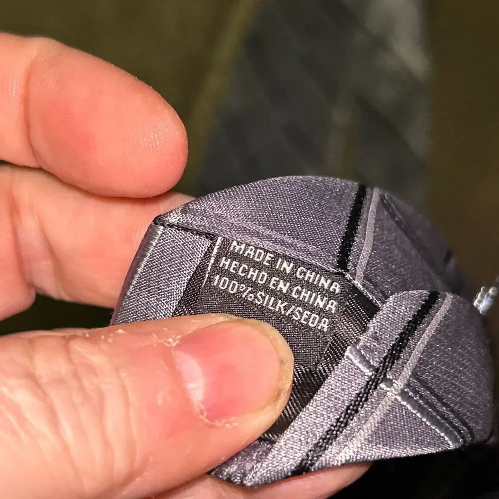 Claiborne Gray Silver Geometric Silk Tie